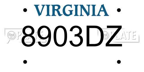 8903DZ Virginia License Plate
