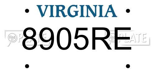 8905RE Virginia License Plate