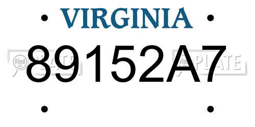 89152A7 Virginia License Plate