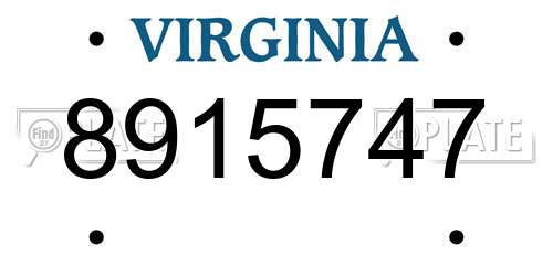 8915747 Virginia License Plate