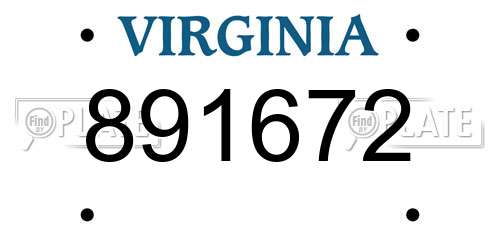 891672 Virginia License Plate