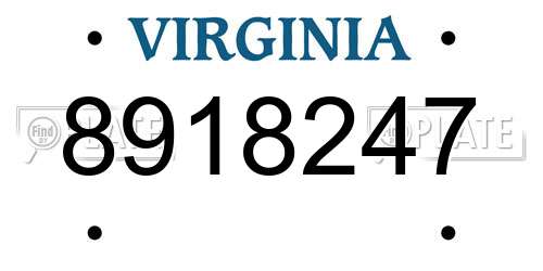8918247 Virginia License Plate