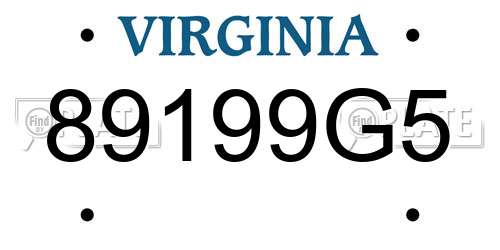 89199G5 Virginia License Plate