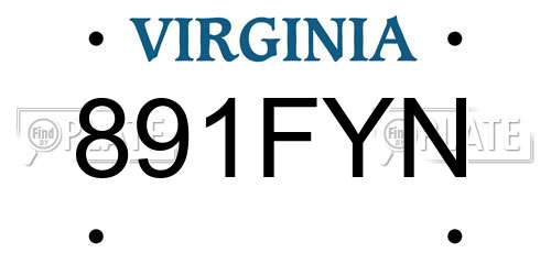 891FYN Virginia License Plate