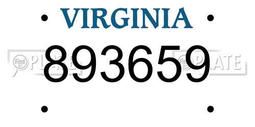 893659 Virginia License Plate