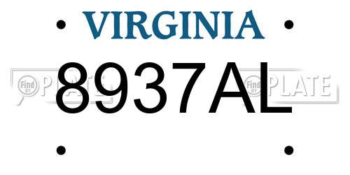 8937AL Virginia License Plate