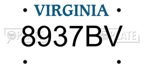 8937BV Virginia License Plate