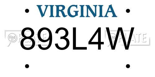 893L4W Virginia License Plate