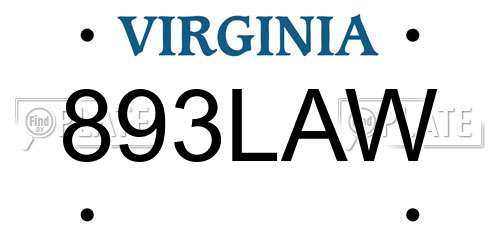 893LAW Virginia License Plate