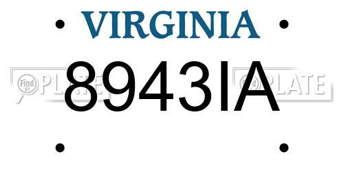 8943IA Virginia License Plate