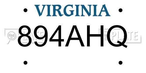 894AHQ Virginia License Plate