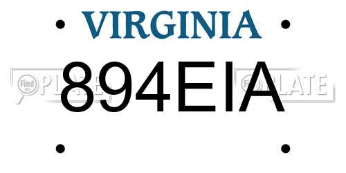894EIA Virginia License Plate