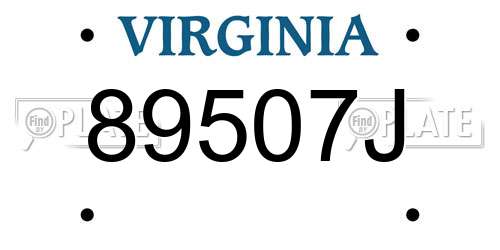 89507J Virginia License Plate