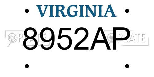 8952AP Virginia License Plate