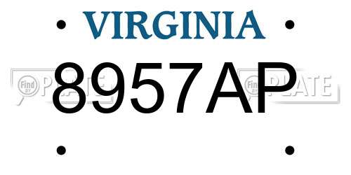 8957AP Virginia License Plate
