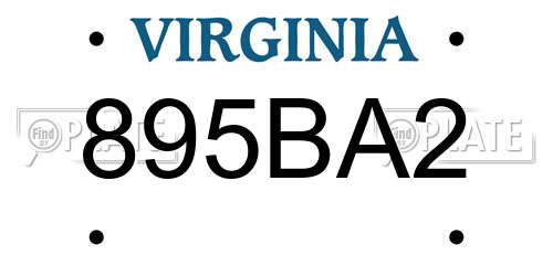 895BA2 Virginia License Plate