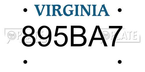 895BA7 Virginia License Plate