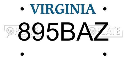 895BAZ Virginia License Plate