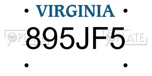 895JF5 Virginia License Plate