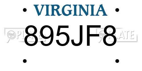 895JF8 Virginia License Plate
