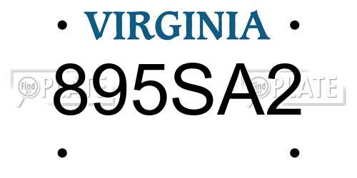 895SA2 Virginia License Plate