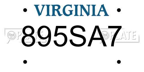 895SA7 Virginia License Plate
