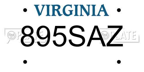 895SAZ Virginia License Plate