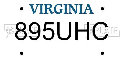 895UHC Virginia License Plate