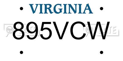 895VCW Virginia License Plate