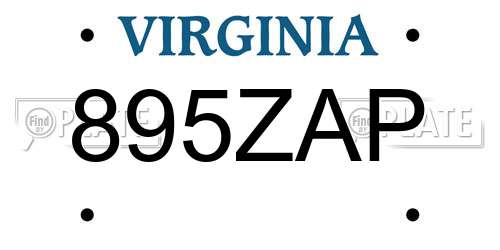 895ZAP Virginia License Plate