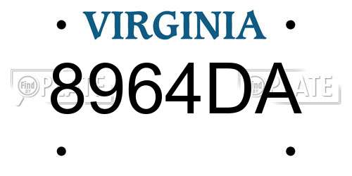 8964DA Virginia License Plate