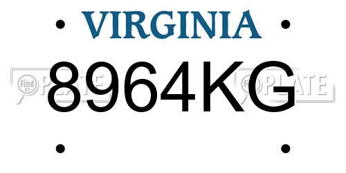8964KG Virginia License Plate