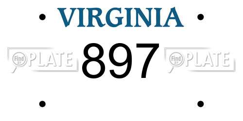 897 Virginia License Plate