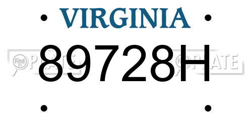 89728H Virginia License Plate