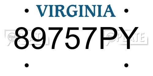 89757PY Virginia License Plate