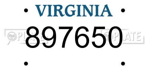 897650 Virginia License Plate
