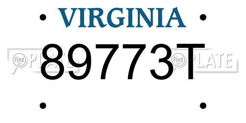 89773T Virginia License Plate