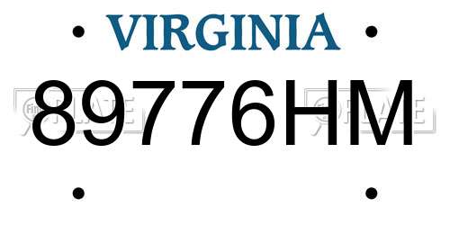 89776HM Virginia License Plate