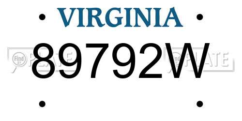 89792W Virginia License Plate