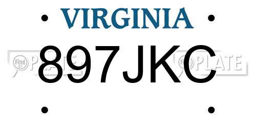 897JKC Virginia License Plate