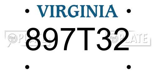 897T32 Virginia License Plate