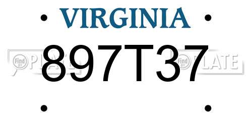 897T37 Virginia License Plate