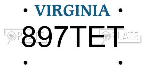 897TET Virginia License Plate