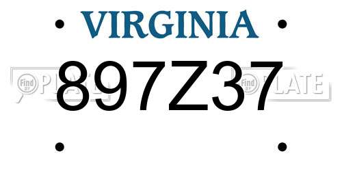 897Z37 Virginia License Plate