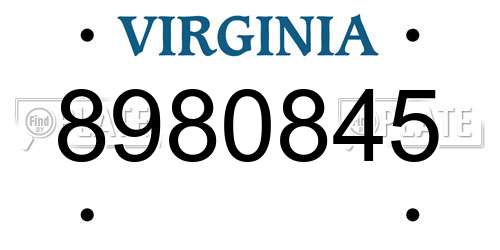 8980845 Virginia License Plate