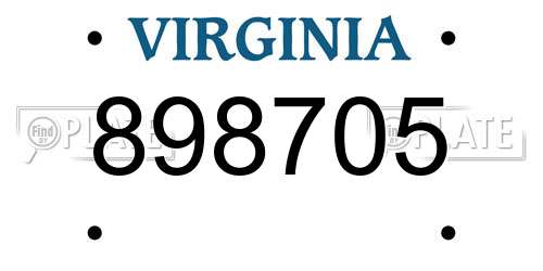 898705 Virginia License Plate
