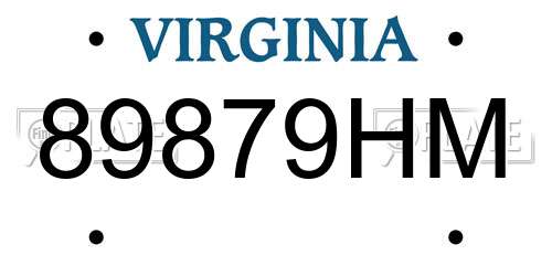 89879HM Virginia License Plate