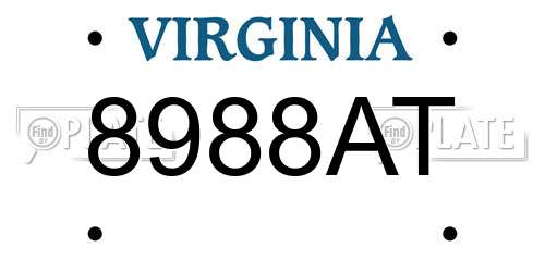 8988AT Virginia License Plate
