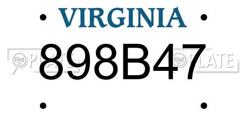 898B47 Virginia License Plate