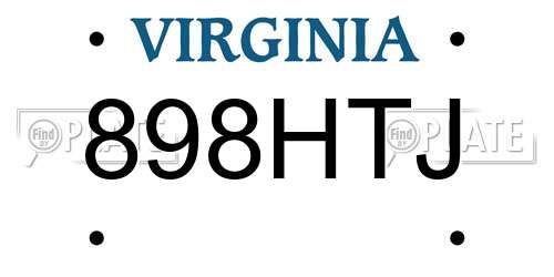 898HTJ Virginia License Plate